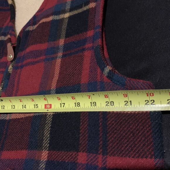 VINTAGE LIZ WEAR WOMENS RED PLAID WOOL MOHAIR RANCHER VEST COAT SIZE MEDIUM - Picture 8 of 13